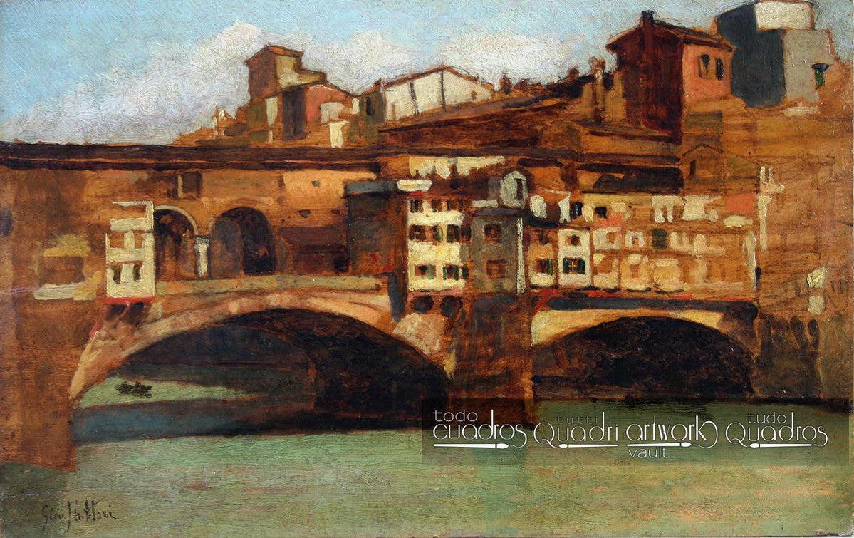 El puente Vecchio en Florencia, <span class="nobr">G. Fattori</span>