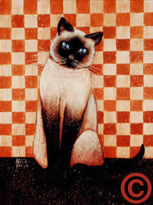Ilustración de gatito raza siamés.