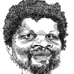 Caricatura del poeta de origen africano.