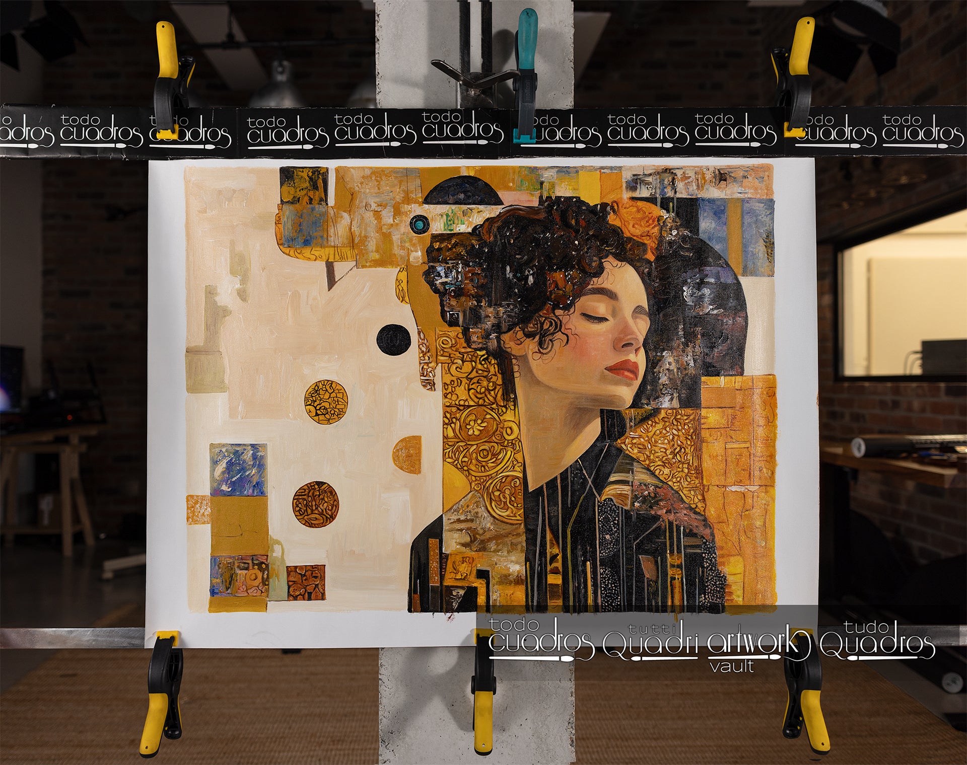 Retrato en oro, estilo Klimt