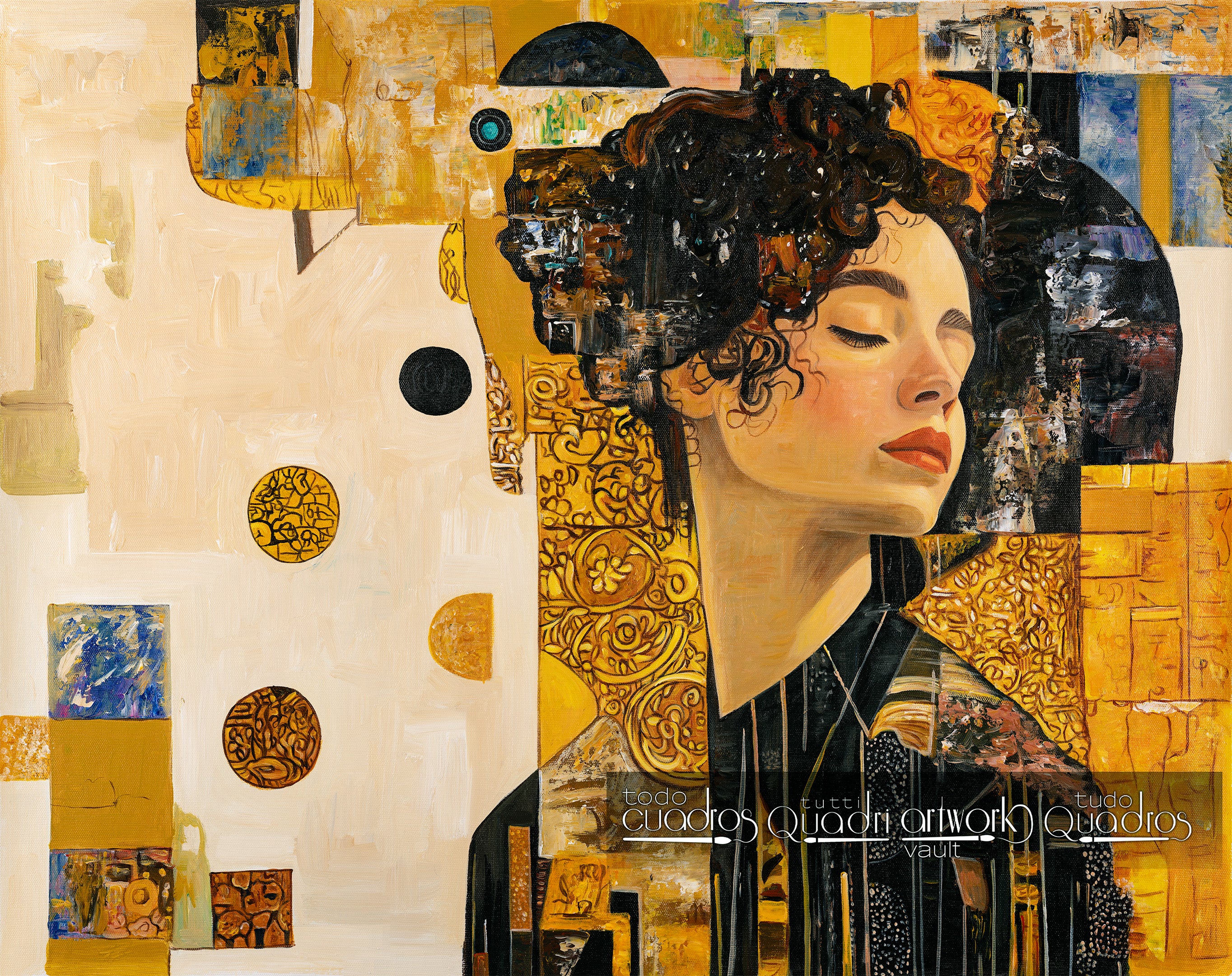 Retrato en oro, estilo Klimt
