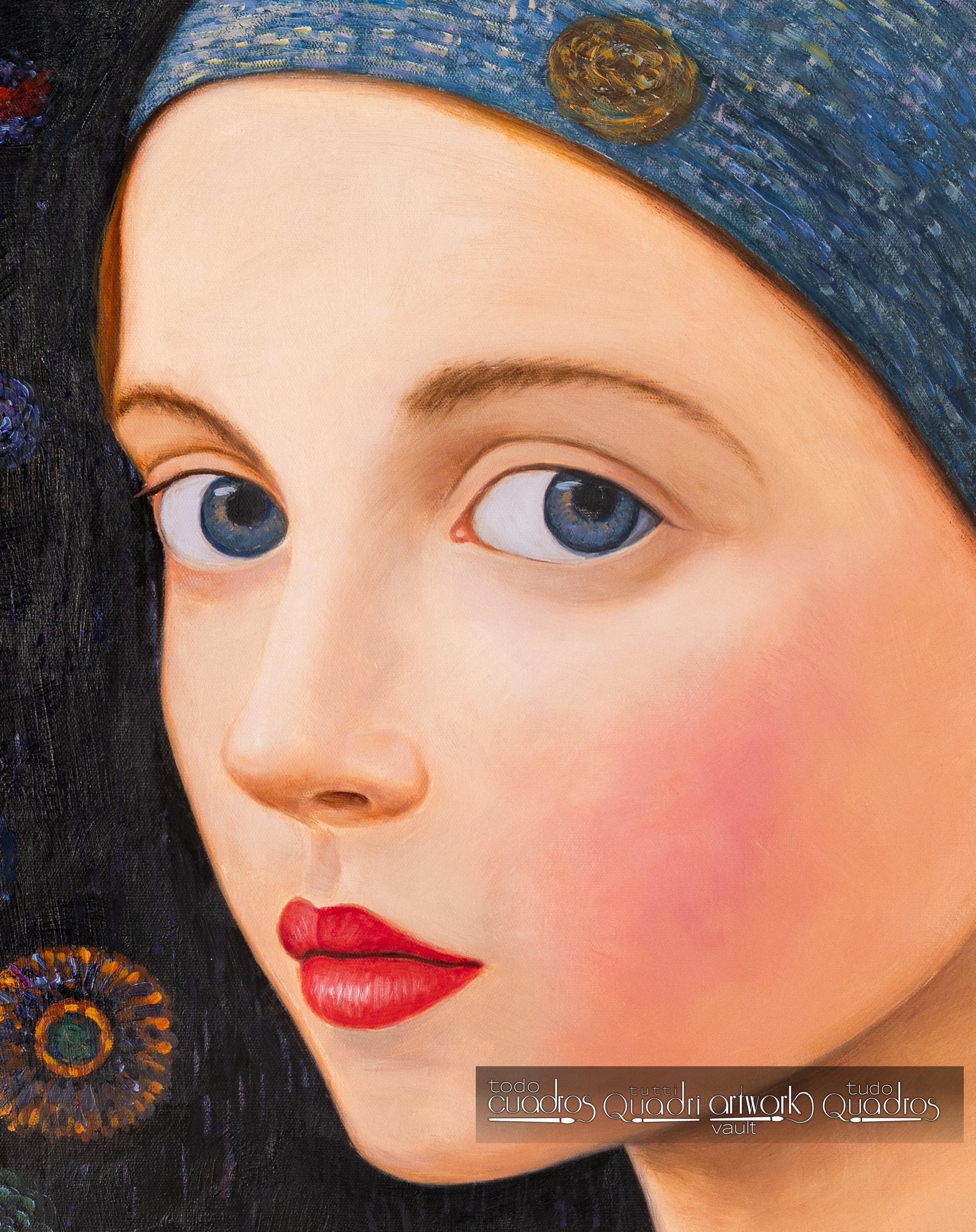 Transformación klimtiana de la joven de la perla, estilo Klimt