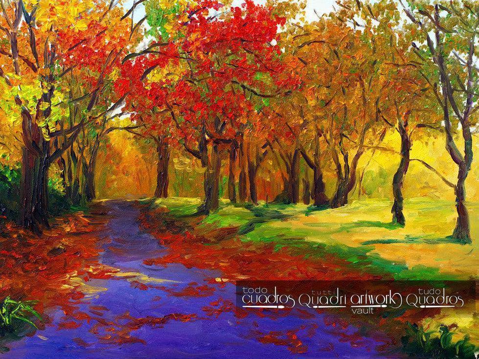 Atardecer de otoño - Paisaje al óleo