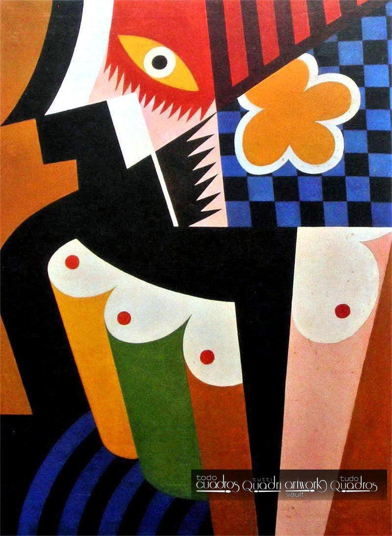 Construcción de mujer con flor amarilla, Depero