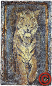Cuadro pintado de tigre salvaje.