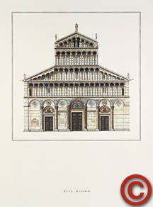 Imagen frontal de iglesia en Pisa.