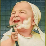 Afiche dibujado de maquinillas de afeitar.