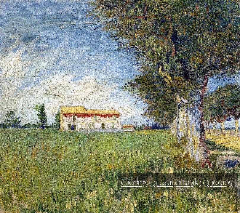 "Casa en campo de trigo", Van Gogh, Reproducción al óleo 