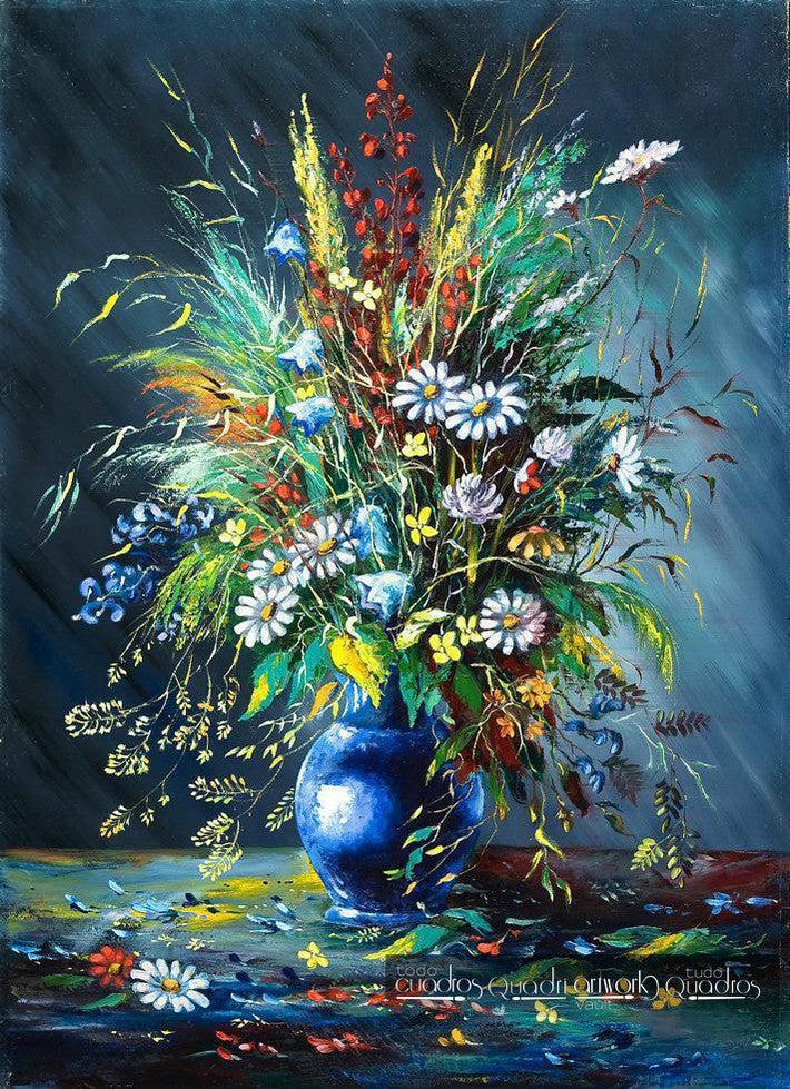 cuadro flores chispas neon