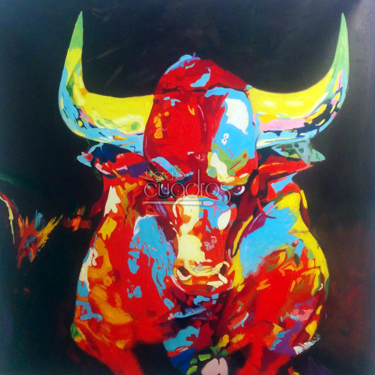 Cuadro de toro obra óleo titulada "El toro