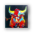Obra al óleo "El toro de frente"